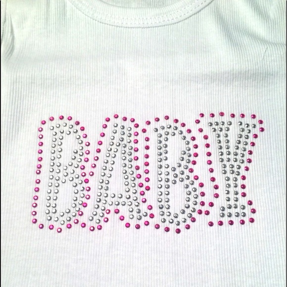 White Baby ribbed wife mom tank bling fitted - Picture 2 of 4
